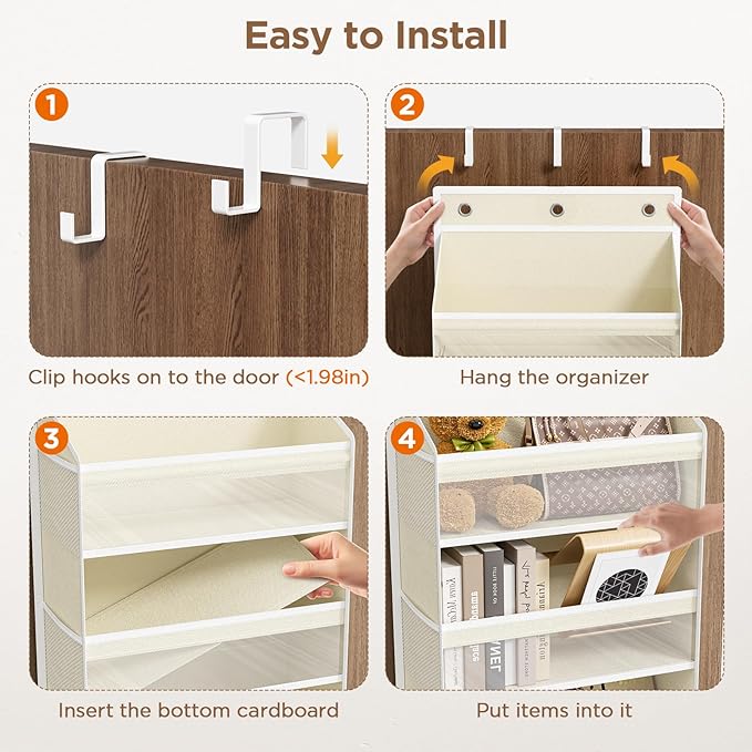 Mefirt Over The Door Organizer, 8 Shelf Door Hanging Organizers with 8 Large Capacity Pockets, Back of Door Organizer Storage