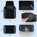 CAR PASS Leather Steering Wheel Cover and Waterproof Car Floor Mats,Microfiber Universal Car Combo Fit for 95% Sedan,SUV,Cars