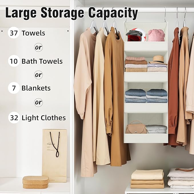 GRANNY SAYS 4-Shelf Hanging Organizer, Closet Hanging Shelves, Closet Hanging Storage Organizers, Organization for Bedroom, L