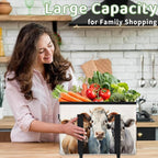 Reusable Grocery Bags Heavy Duty Shopping Bags Foldable Large Tote Bags with Long Handles & Hard Bottom