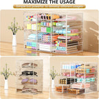 Acrylic 3 Pack Desk Organizers and Accessories, Makeup Organizer Storage With 15 Drawers, Desk Organizers, Dustproof Drawer O