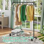 Simple Trending Standard Clothes Clothing Garment Rack with Storage Shelves, Rolling Clothes Organizer on Wheels for Hanging 