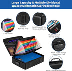 Fireproof Document Box with Lock, Durable Hard Case File Organizer Fire Safe Box, Hard-Shell Design Waterproof Fireproof Safe