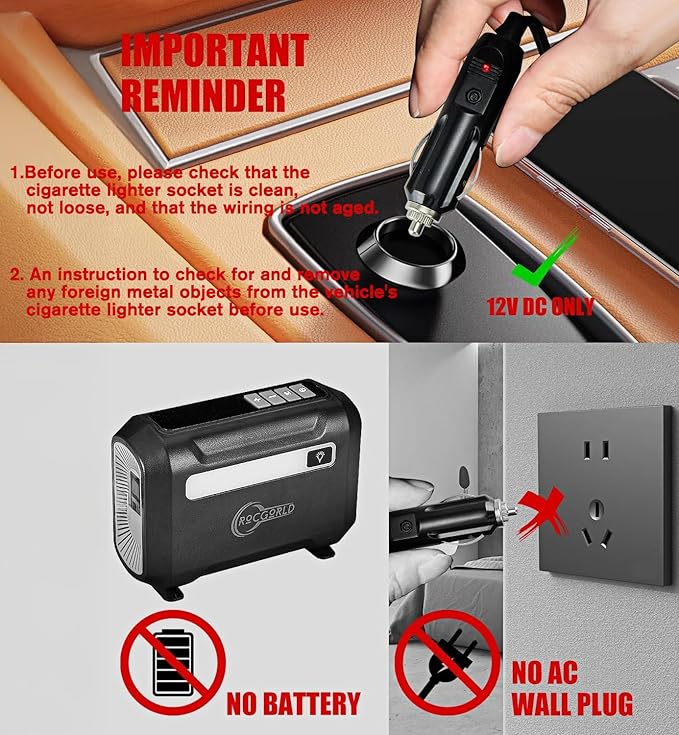 R8 Tire Inflator Portable Air Compressor, DC 12V Air Compressor Portable with Large Dual Digital Screen, 3X Faster Inflation Air Pump for Car, Bike, Ball, Motor