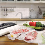 Vacuum Sealer Bags Rolls Compatible with FoodSaver 4-Pack 11" x 25' Vacuum Seal Rolls Fit Inside Machine Double-Side Embossed