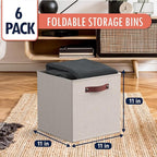 Ornavo Home 11 x 11 Storage Cube Bins, Foldable Collapsible Fabric Storage Bins Box Linen Shelf Basket Cube Organizer for Clo