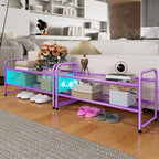 SUFAUY 2-Tier Mesh Shoe Rack, Closet Metal 33" Wide Shoe Shelf Heavy Duty, Purple