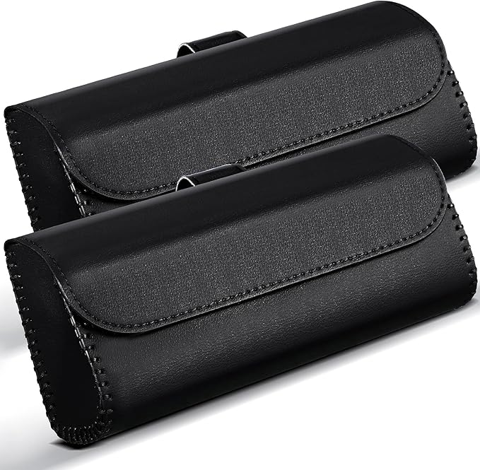 Frienda 2 Pieces Sunglasses Holder for Car Sun Visor, Eyeglasses Visor Organizer Storage Case with 2 Pcs Cleaning Cloths Automotive Interior Accessories