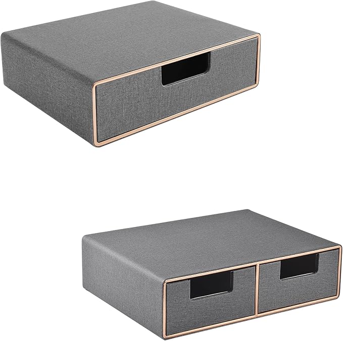 PU Leather Stackable Organizer Drawer,Grey