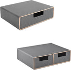 PU Leather Stackable Organizer Drawer,Grey