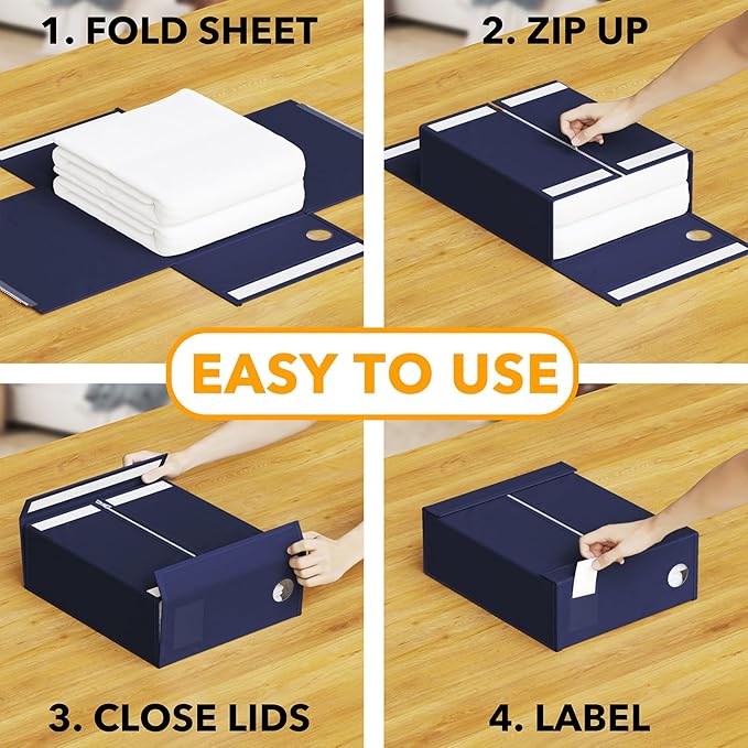SpaceAid 8 Pack Bed Sheet Organizers and Storage, Foldable Sheet Organizer for Linen Closet, Sheets Set Folder Keeper with Wi