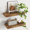 Deep Floating Shelves - 16" W x 9.3" D x 1.6" H Rustic Brown Wall Shelf - Wall Mounted Shelves for Decor & Storage - Wooden S