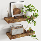 Deep Floating Shelves - 16" W x 9.3" D x 1.6" H Rustic Brown Wall Shelf - Wall Mounted Shelves for Decor & Storage - Wooden S
