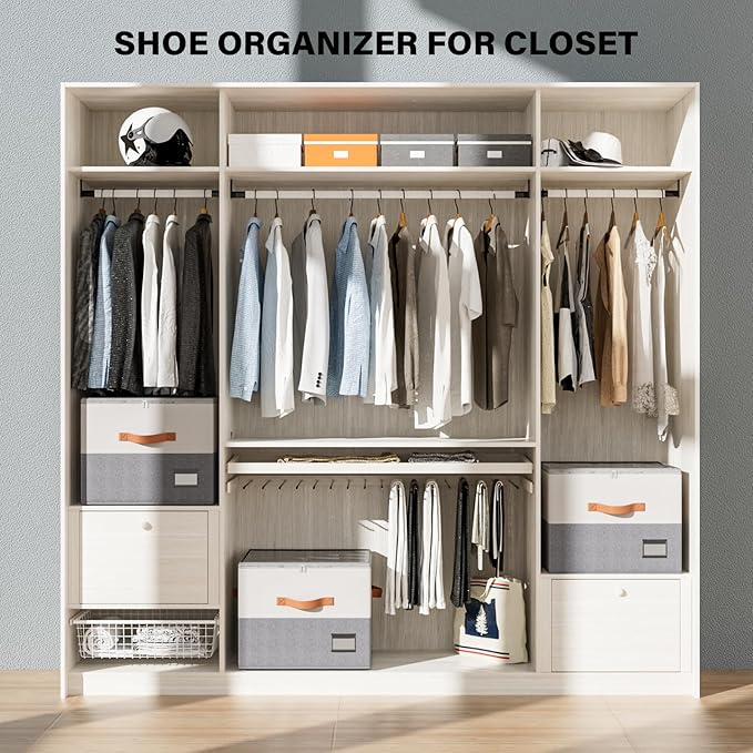 Dayacoco 1 Pack Shoe Organizer for Closet, Fits Up to 16 Pairs, Foldable Shoe Storage Organizer, shoe containers with Clear C