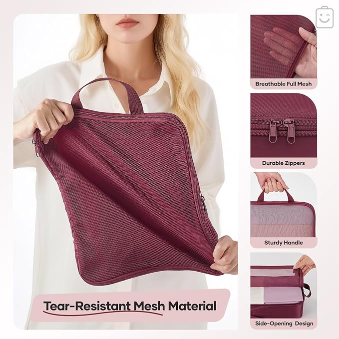 Veken 9/11 Set Compression Packing Cubes for Travel Essentials,Compressible Expandable Large Luggage Suitcase Organizer Bags 