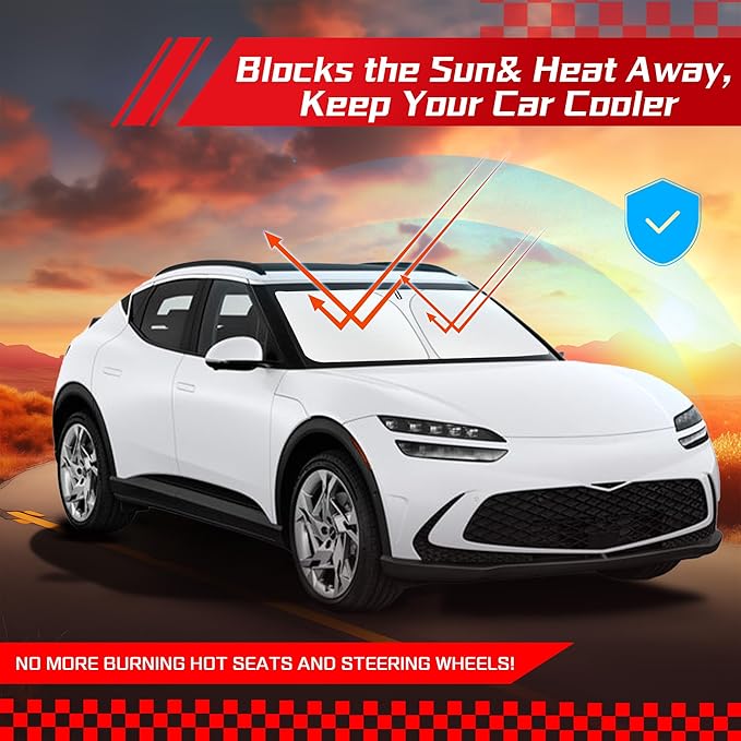 ARISMOTOR Windshield Sun Shade for Genesis GV60 2023-2025 2026, Custom Fit Foldable Front Window Sunshade Sun Visor Protector, Block UV Rays Keep Your Car Cooler