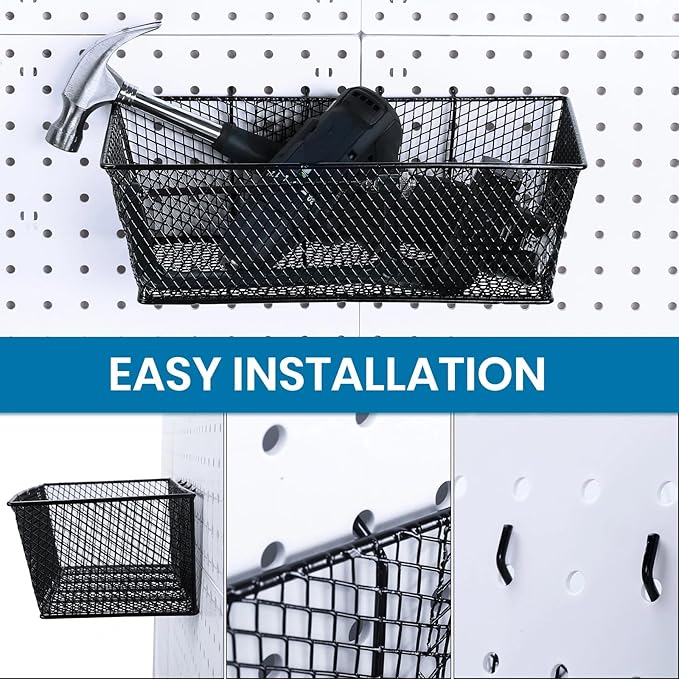 Photect Pegboard Wire Baskets Accessories Hanging Wall Organizer 3 Sizes Pegboard Bins Basket Home Garage Multi Fit Organizer