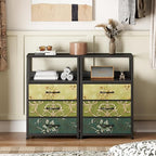 Furnulem Retro Night Stand with 3 Drawers and 2-Tier Shelf, Small Nightstand Side Table, Vintage Storage Dresser for Bedroom,