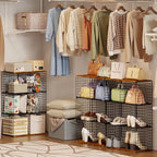 Wire Cube Closet Organizer and Storage Shelf with Extra Woodtop, 11.8“ Sturdy 6 Cube Storage Organizer Shelf, Modular Cubby S