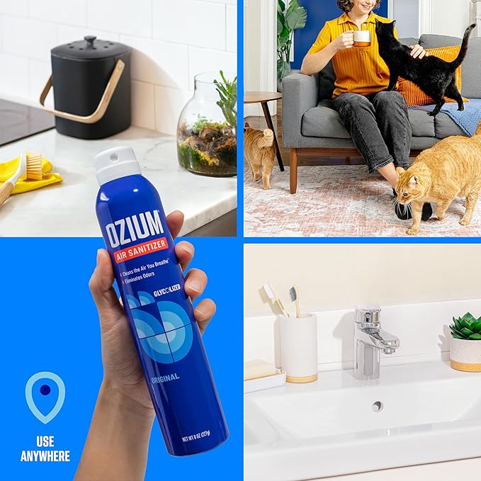 Ozium Air Sanitizer Spray - Room Odor Eliminator for Home, Car, and Office - Outdoor Essence - 8 oz Can - 1 Pack