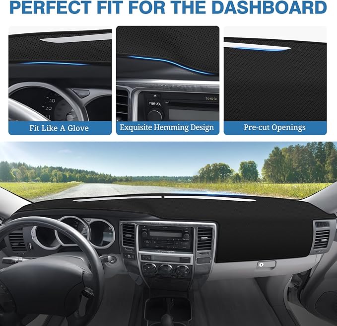 FIILINES Dash Cover for Toyota 4Runner 2003-2009, Dashboard Mat Accessories Dash Cover Sunshade Nonslip Mesh Protector No Gla