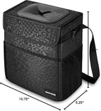 Cute Car Trash Can with Lid – Multipurpose Collapsible Trash Bin for Car, Leak-Proof Organizer, Waterproof Garbage Can with Storage Pockets & Adjustable Straps, 2 Gallons (Black Leopard)
