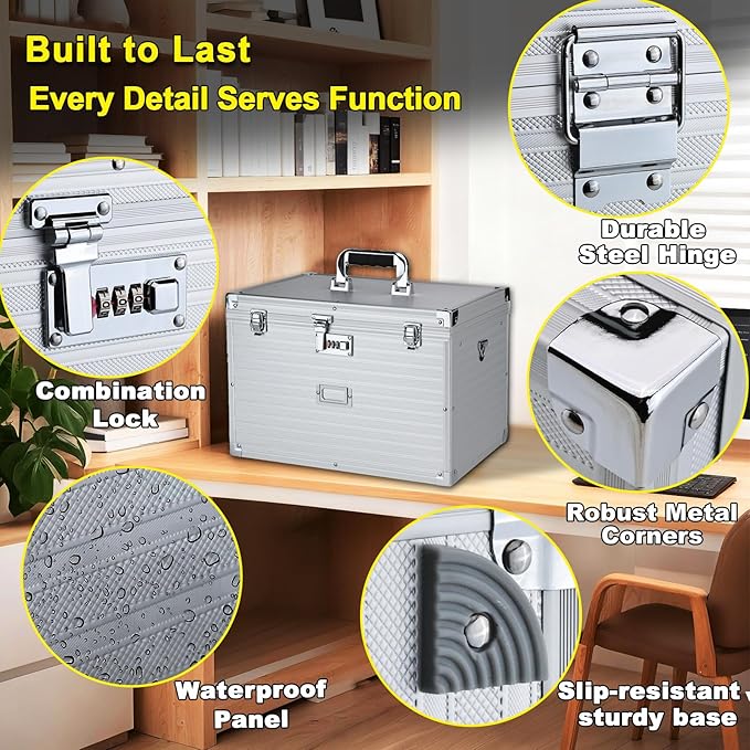 File Storage Cabinet File Organizer Document Organizer File Box in Office and Home with Combination Lock with 20 Legal Size H