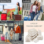 Packing Cubes, 8 Pcs Travel Packing Organizers for Suitcases, Large Capacity Travel Luggage Organizers Set includes 8 Storage