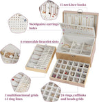 BOOVO Earring Jewelry Box For Women Girl Stud Organizer, 5 Layers Girl Jewelry Organizer Box With Lock Earring Holder Organiz