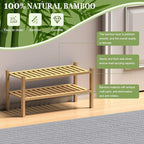 ROMGUAR CRAFT (Thick Bamboo Shoe Rack for Entryway, 2-Tier Free Standing Shoe Racks Stackable Shoe Rack Organizer for Hallway