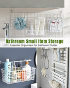 6 Pack White Wall Grid Panel Hanging Wire Basket, Wall Baskets with Hooks for Organizing, White Metal Grid Panel Accessories