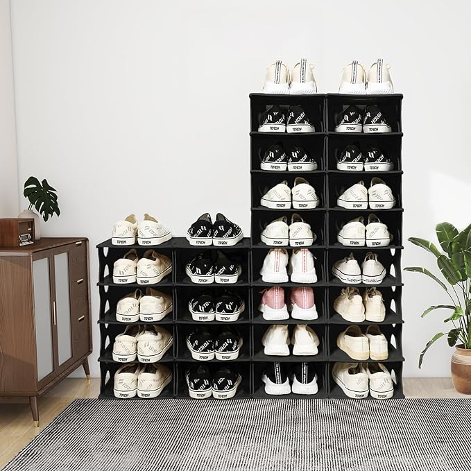 6-Tier Thickened Shoe Rack, Stackable Storage Organizer for Bedroom Entry, Adjustable Rack, Shoe Slots Shelf, Easy Tower Rack