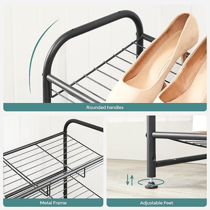 SONGMICS Shoe Rack, 2 Tier Shoe Organizer for Closet, Holds up to 8 Pairs of Shoes, Shoe Rack for Front Door Entrance, Metal 