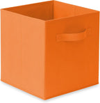 Casafield Set of 6 Collapsible Fabric Cube Storage Bins, Orange - 11" Foldable Cloth Baskets for Shelves, Cubby Organizers & 