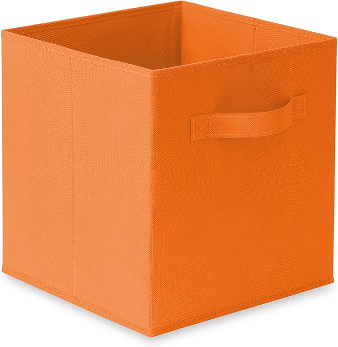 Casafield Set of 6 Collapsible Fabric Cube Storage Bins, Orange - 11" Foldable Cloth Baskets for Shelves, Cubby Organizers & 