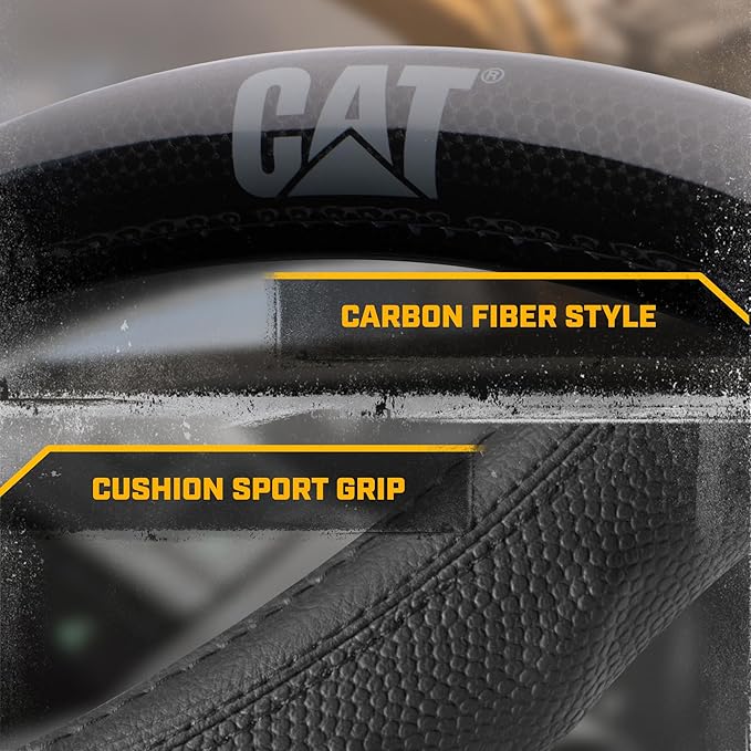 Cat® BigGrip Faux Black Leather Semi Truck Steering Wheel Cover, Fits RV and Big Rig Trucker, Steering Wheel Cover for Trucks 18 Wheeler - X-Large 17.5" - 18" Inches