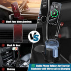 Wireless Car Charger Phone Mount Cup Holder, 3 in 1 15W Fast Charging Auto Clamping Cup Holder Expander for Car, Phone Holder