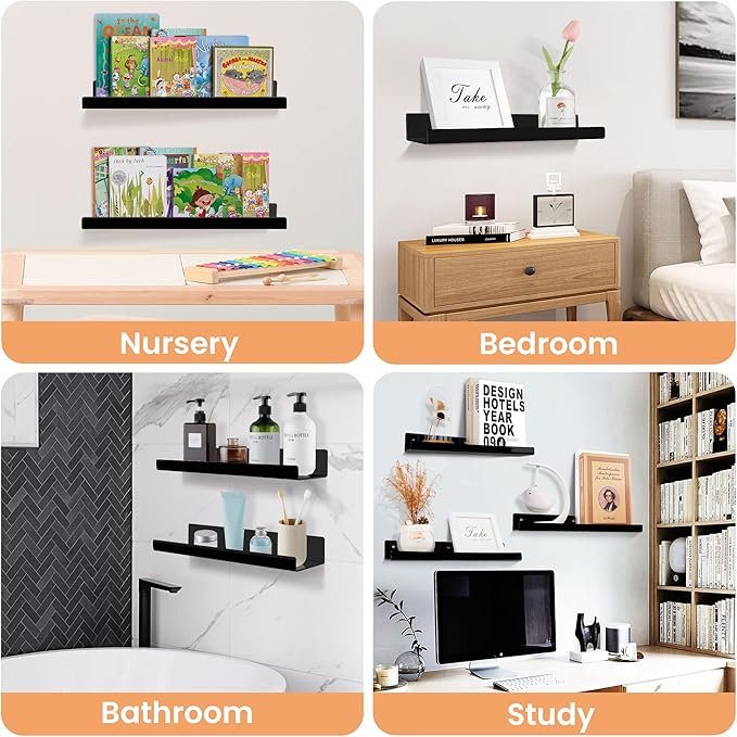upsimples Acrylic Shelves for Wall Decor, 15" Display Shelf Perfume Organizer for Bathroom, Bedroom, Living Room, Floating Bo