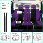 FH Group Car Seat Covers Rear Set Cloth - Universal Fit Automotive Seat Covers, Low Back Front Seat Covers, Solid Back Seat C