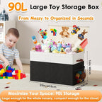 Large Toy Storage Box with Lid Upgraded Toy Storage Chest Organizer with Divider Foldable Toy Bin for Kids Boys Girls Playroo