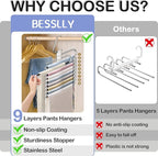 Upgrade Pant Hangers Space Saving, Non Slip Stainless Steel Multifunctional Pants Rack S-Type Clothes Pant Closet Hanger Orga