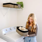 NaturalCozy 13.5”x8.5”x5.5” Rectangle Storage Baskets for Shelves 3 Pack | Cotton Rope Woven Small Baskets for Organizing | S