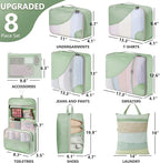 8 Set Packing Cubes for Travel, Gifts for Women Mom,Anti-Tearing Suitcase Organizer for Luggage with Shoe & Hanging Toiletry 