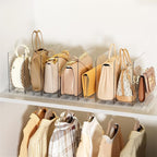 Bag & Purse Organizer for Closet Stackable Acrylic Shelf Dividers for Closet Organization, Clear Handbag Purse Storage Organi