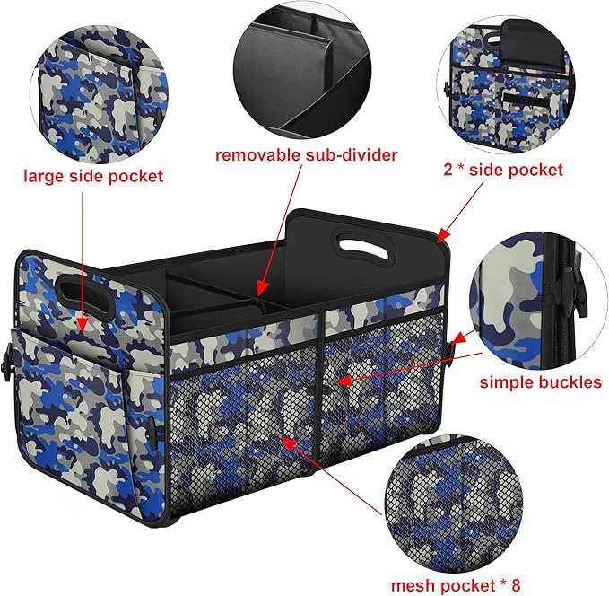 Femuar Car Trunk Organizer with 72L Large Capacity Waterproof Collapsible and 11 Pockets, Trunk Organizer for Car SUV/Jeep/Se