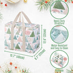 VENO 2 Pack Cooler Bag, Insulated Grocery Bags for Food Delivery, Collapsible Cooler, Reusable Shopping Bags for Groceries, Hard Bottom, Water Resistant, Zippered, Foldable (Pastel Forest, 2 Pack)