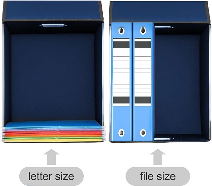 Hleelomi Collapsible File Box with Lid & Plastic Slide - Hanging Document Organizer for Office/Home, 14.96x12.6x10.83 Inch,De