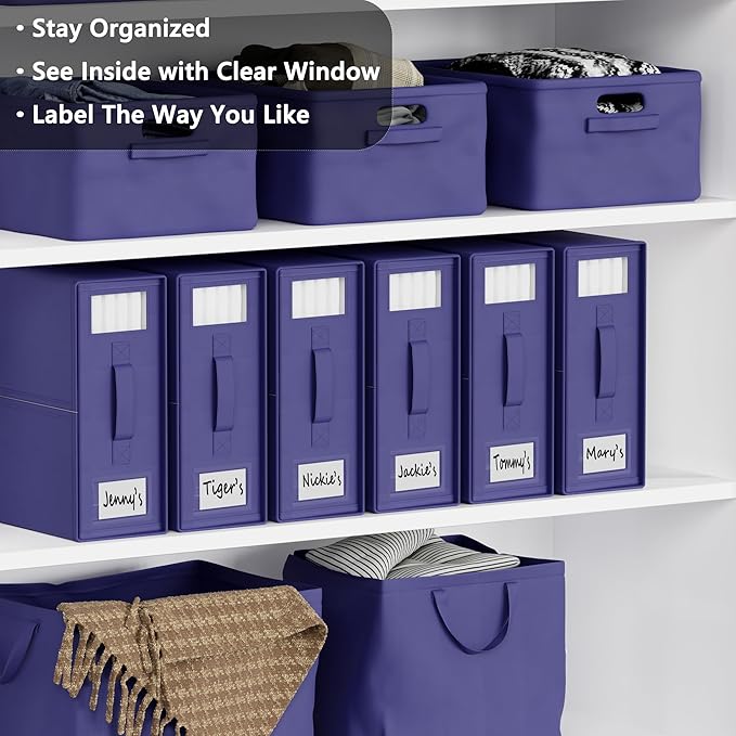 SheetCube Bed Sheet Organizers and Storage 6 Pack, Foldable Linen Closet Organizer with Window and Label, Bedding Folder Stor
