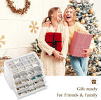 ProCase Earring Holder Organizer Jewelry Box with 5 Drawers, Acrylic Clear Earring Case with Adjustable Velvet Trays for Wome