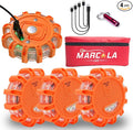 Marcala 4-Pack Rechargeable Emergency Lights For Vehicles | Largest 1200mAh Battery in the Market | Red Diode LED Road Flares